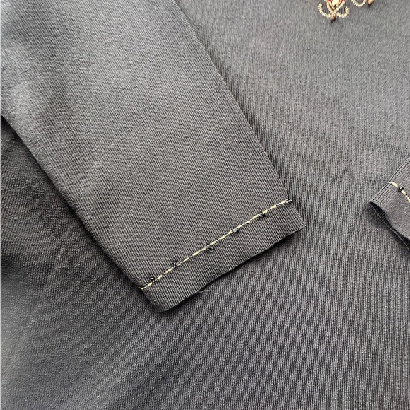 Vintage Alfred Dunner Black Embroidery Beaded Blouse 3/4 Sleeves Size PL Grunge - Picture 4 of 6